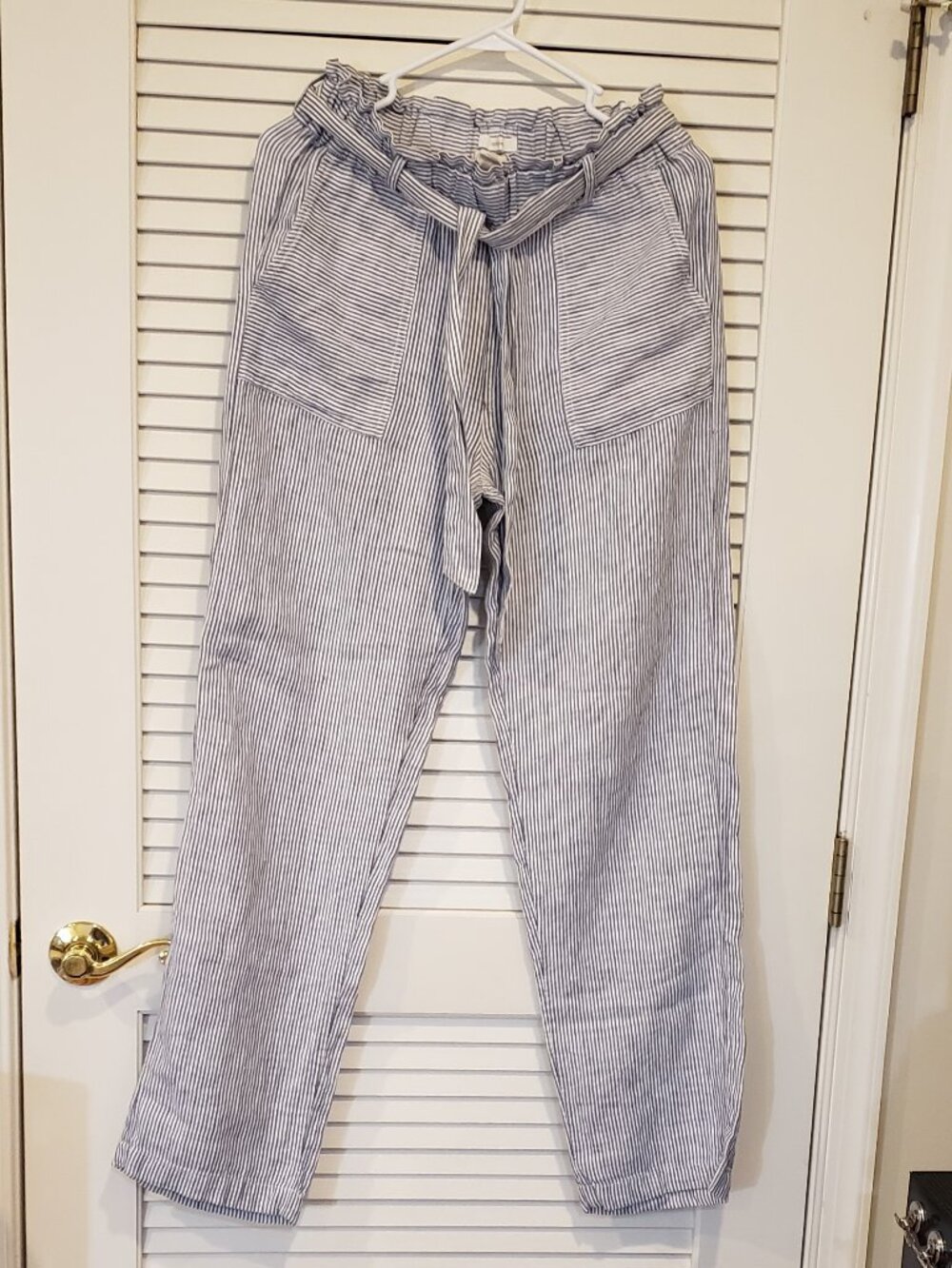 C&C California Women's striped paperbag 100% Linen pants Size Small